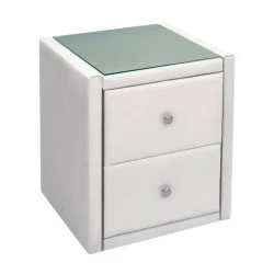 WILTON Bedside (with glass) 46x41x57cm Pu White WILTON Bedside (with glass) 46x41x57cm Pu White