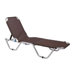CRETA Alu Lounger, Cappuccino Textilene