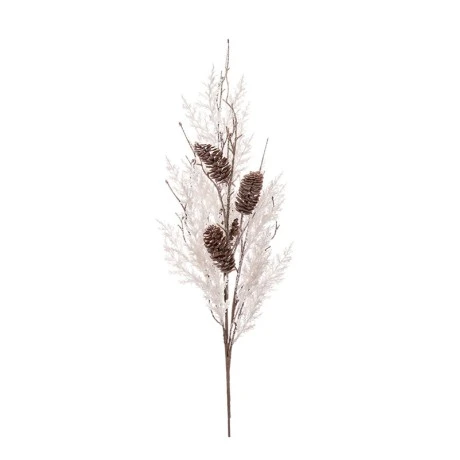 SNOWY LEAVES STEM WITH PINECONES 68CM