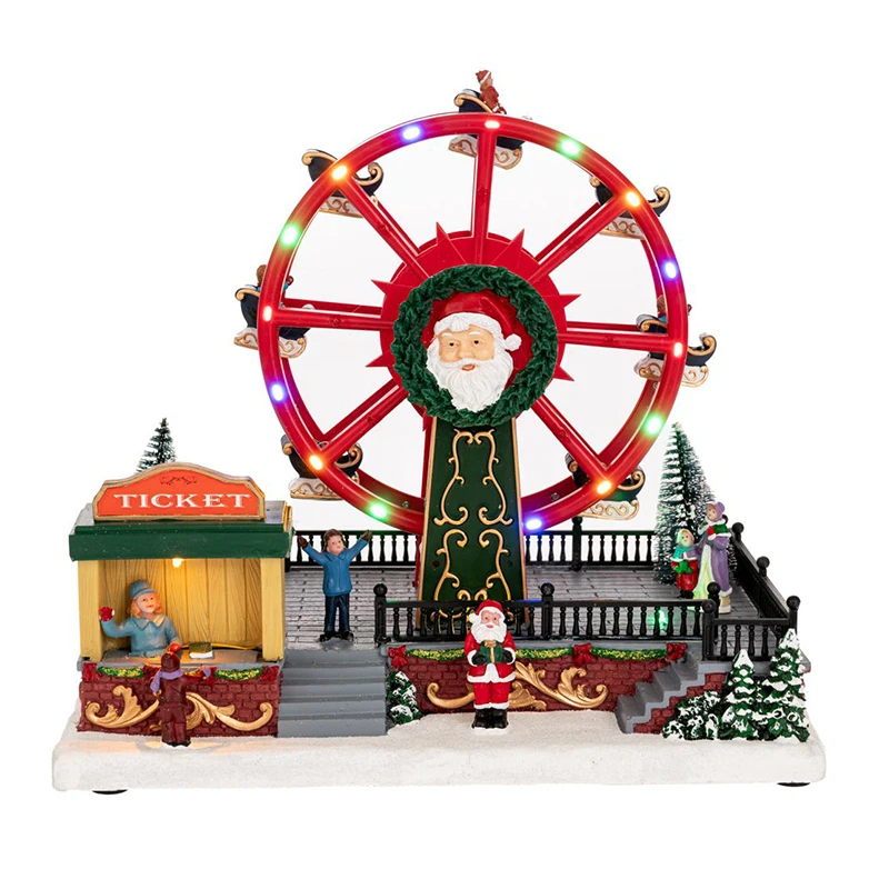XMAS SCENE WITH FERRIS WHEEL WITH LED LIGHTS AND MOVEMENT INCLUDING ADAPTOR 32XX21X30CM