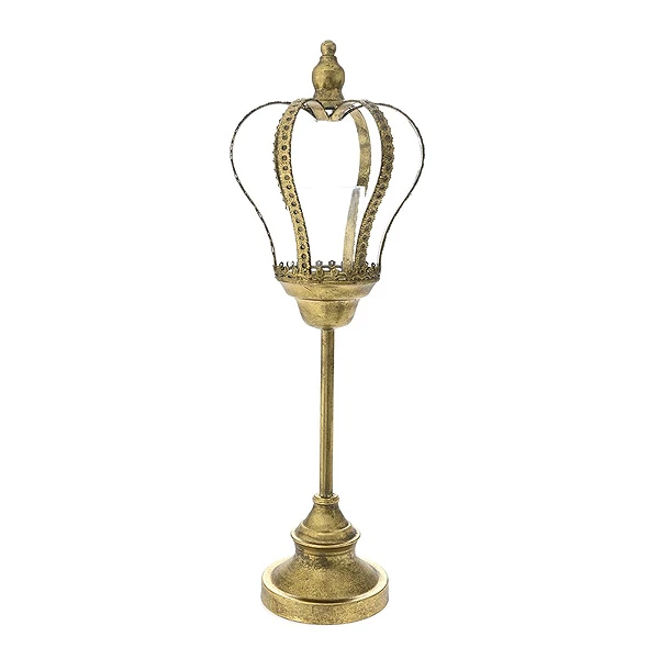 ANTIQUE GOLD METAL CROWN CANDLE HOLDER 22x20x65CM