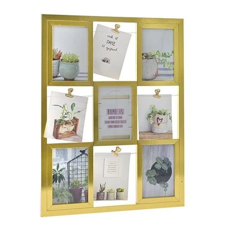 GOLD MDF MULTI PHOTO FRAME 51x39CM FOR 9 PHOTOS