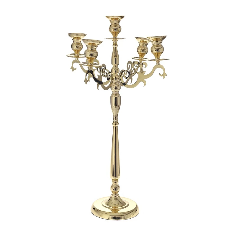 GOLD METAL CANDLE HOLDER WITH 5 ARMS 52x52x86CM
