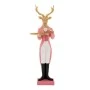XMAS GOLD RESIN DEER WEARING PINK COSTUME AND HOLDING A GOLD TRAY 17X12,5X74CM