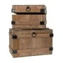 DECO WOODEN BROWN CHEST S 2 42x23x25CM 33x19x22CM