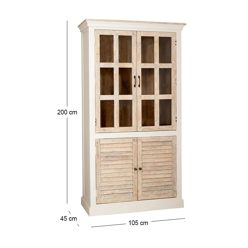 ΞΥΛΙΝΗ ΔΙΠΛΗ ΡΑΦΙΕΡΑ ΜΕ ΓΥΑΛΙ 105x45x200EK