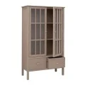 WOODEN DOUBLE SHELF WITH GLASS IN GREY COLOR 80,5X35X135CM