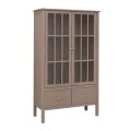 WOODEN DOUBLE SHELF WITH GLASS IN GREY COLOR 80,5X35X135CM