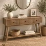 WOODEN ENTRANCE CONSOLE IN LIGHT BROWN WITH 3 DRAWERS 150X40X75CM