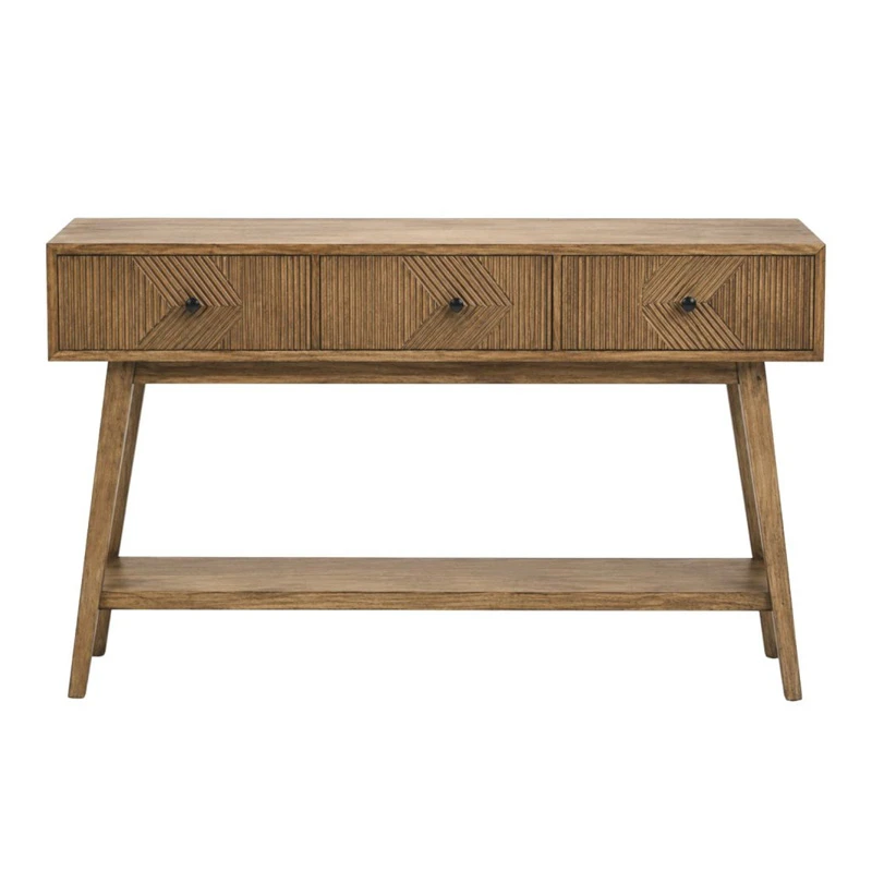 WOODEN ENTRANCE CONSOLE IN LIGHT BROWN WITH 3 DRAWERS 150X40X75CM