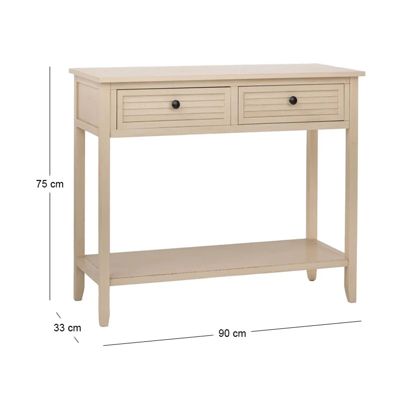 WOODEN CONSOLE IN BEIGE COLOR WITH 2 DRAWERS 90X33X75CM