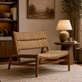 WOODEN LOUNGE ARMCHAIR WITH STRAW 70X80X70CM