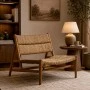 WOODEN LOUNGE ARMCHAIR WITH STRAW 70X80X70CM