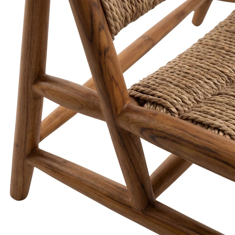 WOODEN LOUNGE ARMCHAIR WITH STRAW 70X80X70CM