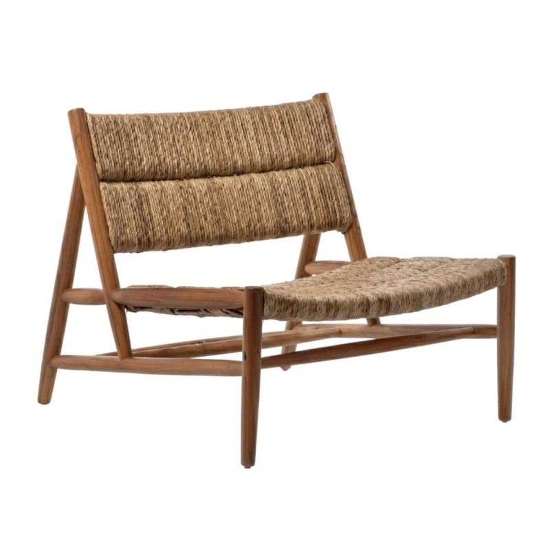 WOODEN LOUNGE ARMCHAIR WITH STRAW 70X80X70CM