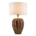 WOODEN TABLE LAMP WITH BEIGE HAT D25X43CM
