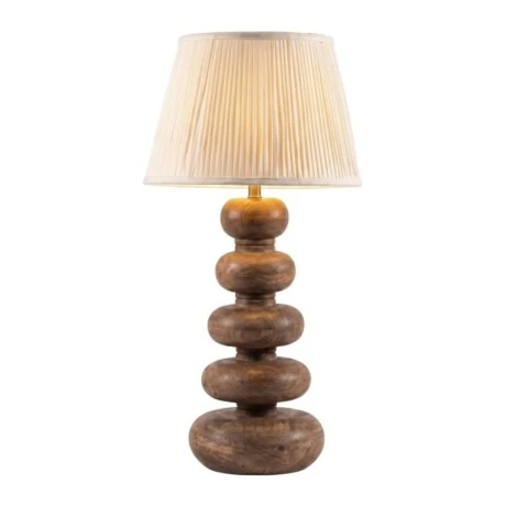 WOODEN TABLE LAMP WITH BEIGE HAT D25X60CM