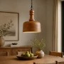 WOODEN CEILING LIGHT WITH BLACK CHAIN D28X355CM