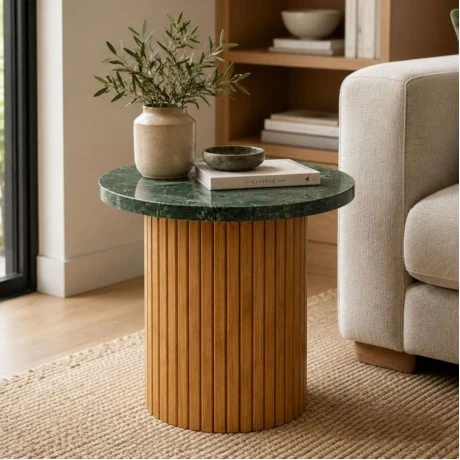 WOODEN COFFEE TABLE WITH VERAMANT SURFACE D50X38CM