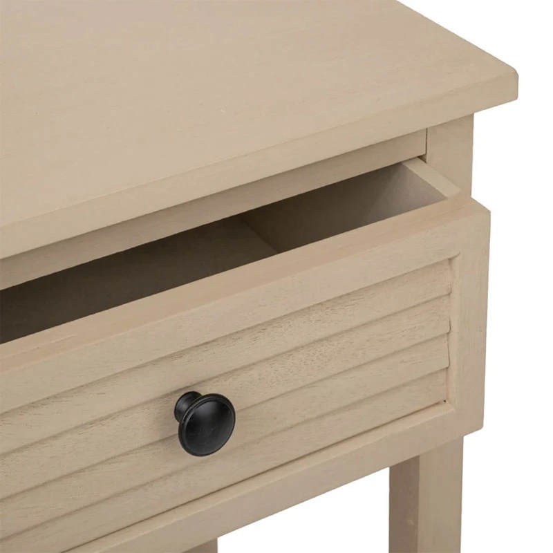 WOODEN BEDSIDE TABLE WITH 1 DRAWER IN CREAM COLOR  45X35X54CM