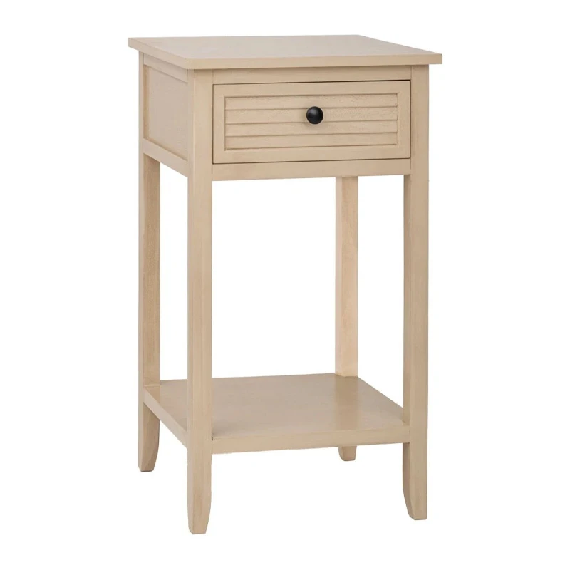 WOODEN BEDSIDE TABLE WITH 1 DRAWER IN CREAM COLOR  45X35X54CM