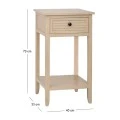 WOODEN BEDSIDE TABLE WITH 1 DRAWER IN CREAM COLOR  45X35X54CM
