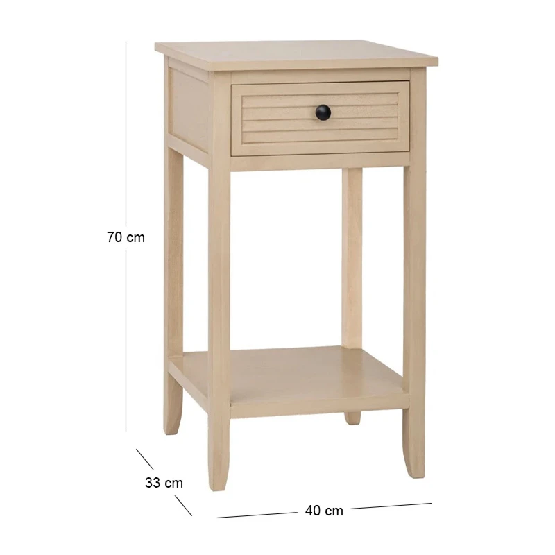 WOODEN BEDSIDE TABLE WITH 1 DRAWER IN CREAM COLOR  45X35X54CM