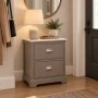 WOODEN BEDSIDE TABLE WITH 2 DRAWERS IN GREY COLOR WITH MARBLE SURFACE 45X35X54CM