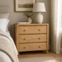 WOODEN BEDSIDE TABLE WITH 3 DRAWERS IN NATURAL COLOR 90X40X80CM