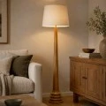 WOODEN FLOOR LAMP WITH BEIGE HAT D24X135CM