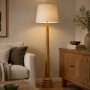 WOODEN FLOOR LAMP WITH BEIGE HAT D24X135CM