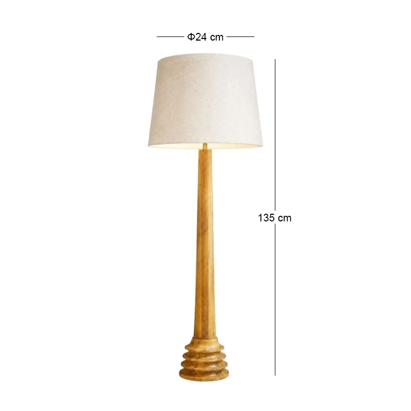WOODEN FLOOR LAMP WITH BEIGE HAT D24X135CM