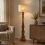 WOODEN FLOOR LAMP WITH BEIGE HAT D26X140CM