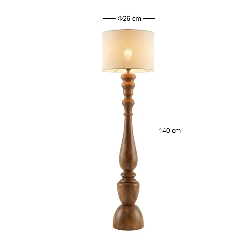 WOODEN FLOOR LAMP WITH BEIGE HAT D26X140CM