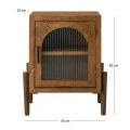 WOODEN RUSTIC BEDSIDE TABLE WITH GLASS IN THE DOOR 45X35X60CM