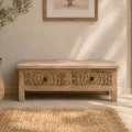 CARVED WOODEN COFFEE TABLE IN NATURAL COLOR 100X50X45CM