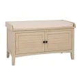 WOODEN STOOL IN BEIGE COLOR WITH 2 DOORS AND SEAT CUSHION 85X40X48CM