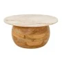 WOODEN ROTTON COFFE TABLE WITH WHITE SURFACE AND MARBLE EFFECT D90X50CM