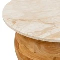WOODEN ROTTON COFFE TABLE WITH WHITE SURFACE AND MARBLE EFFECT D90X50CM