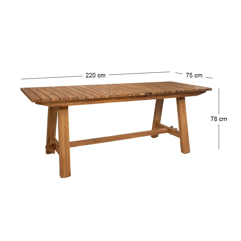 NATURAL TEAK WOOD TABLE 220x75x78CM OUTDOOR