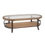 WOODEN COFFEE TABLE WITH GLASS AND GREY METAL FRAME 133X63X41CM