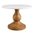 WOODEN ROTTON TABLE WITH WHITE SURFACE AND MARBLE EFFECT D120X80CM