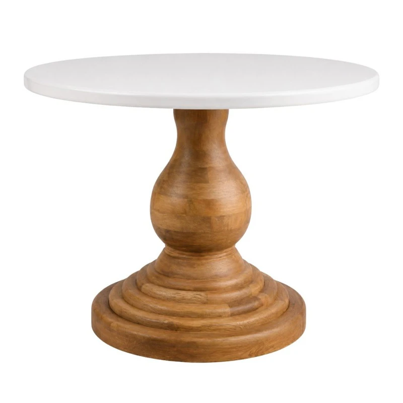 WOODEN ROTTON TABLE WITH WHITE SURFACE AND MARBLE EFFECT D120X80CM