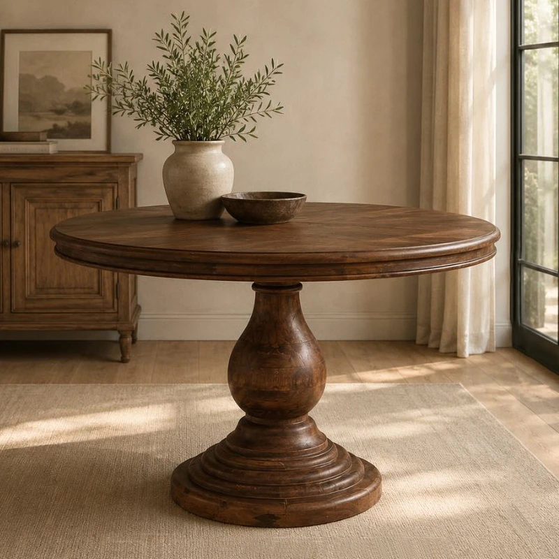 ROUND DINING TABLE MADE OF MANGO WOOD D100X76CM