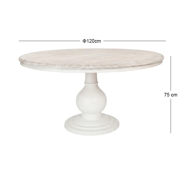 ROUND DINING TABLE MADE OF MANGO WOOD IN WHITE COLOR D120X75CM