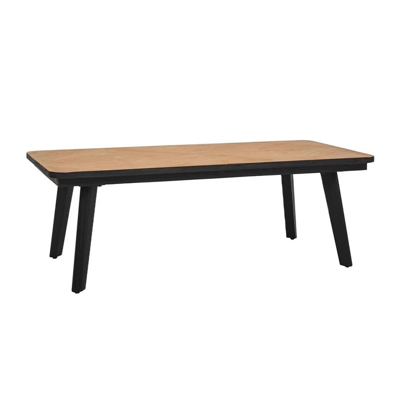 WOODEN TABLE WITH BLACK METAL LEGS 120X60X43CM