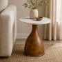 WOODEN SIDE TABLE WITH WHITE SURFACE D50X60CM