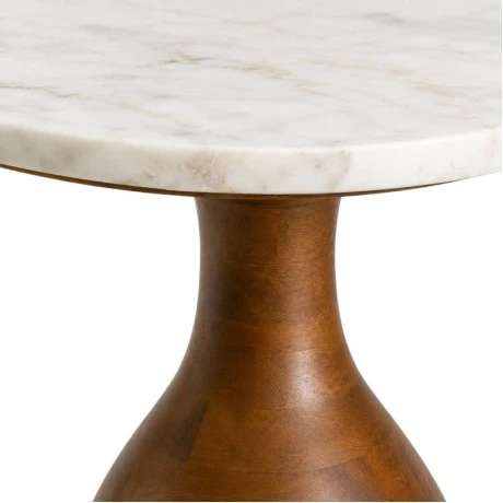 WOODEN SIDE TABLE WITH WHITE SURFACE D50X60CM