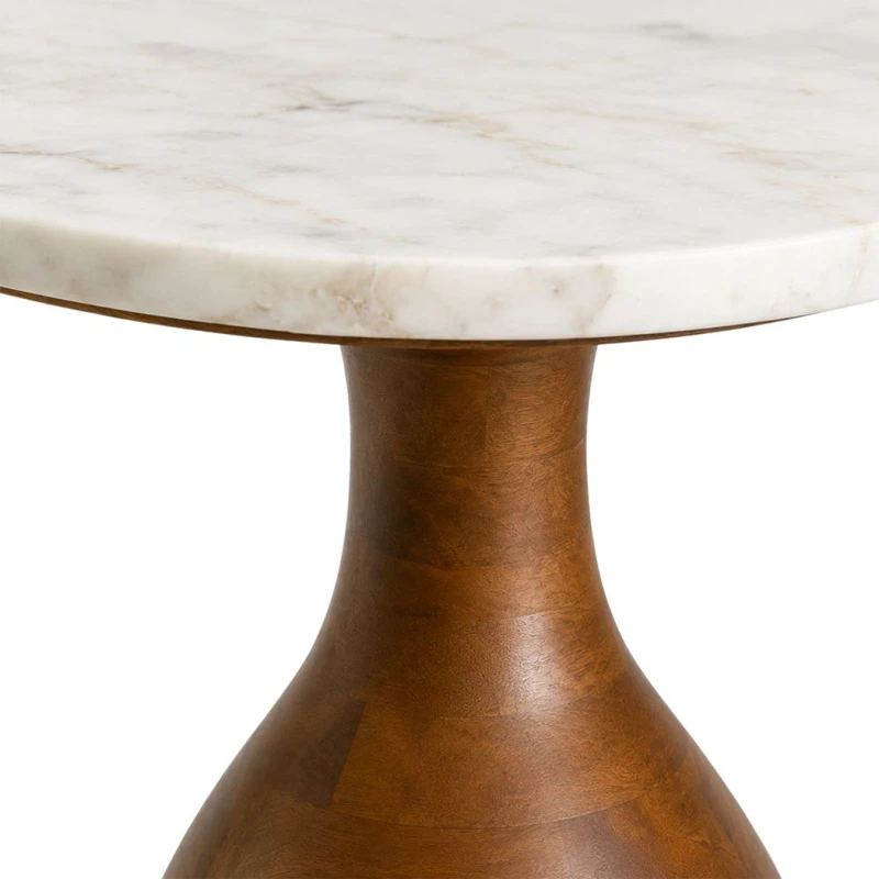 WOODEN SIDE TABLE WITH WHITE SURFACE D50X60CM