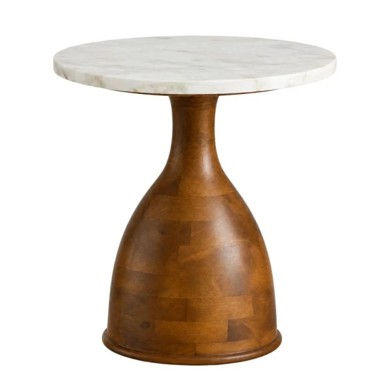 WOODEN SIDE TABLE WITH WHITE SURFACE D50X60CM